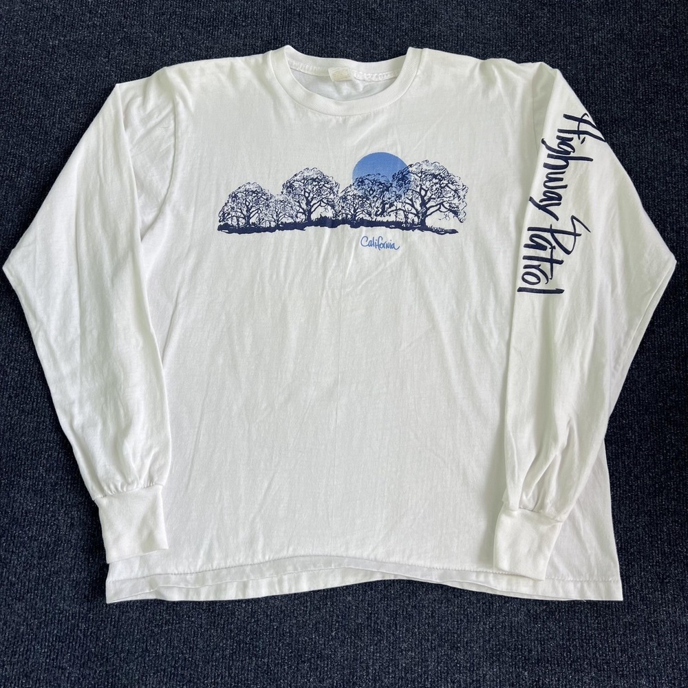 California Highway Patrol Shirt Mens Large White Long Sleeve Graphic Trees